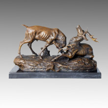 Animal Statue Double Deers Playing Bronze Sculpture, Thomas Tpal-155